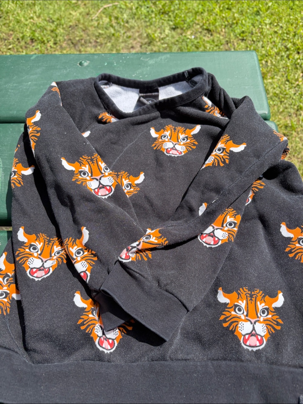 Black Sweatshirt with Orange Tiger Face Print- whistle and flute size 9-10